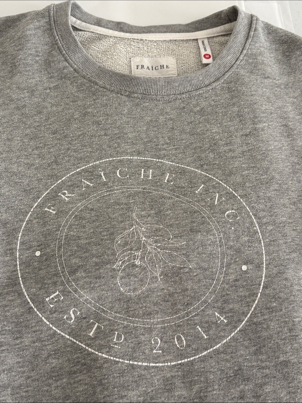 FRAICHE LIVING crewneck sweatshirt French terry cotton gray size medium - Picture 6 of 11